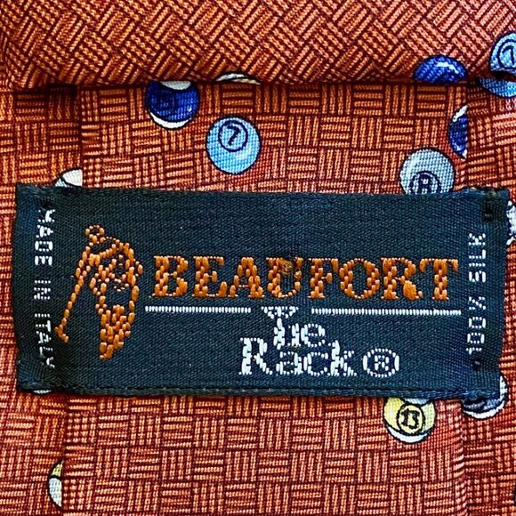 Beaufort Tie Rack 100% Silk Italy made Billiard/Pool Balls Copper Men's Necktie - Picture 6 of 9